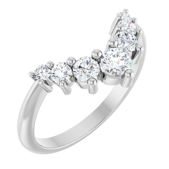 14K Yellow Or White Or Rose Gold Or Platinum Round Polished Natural Diamond Contour Band