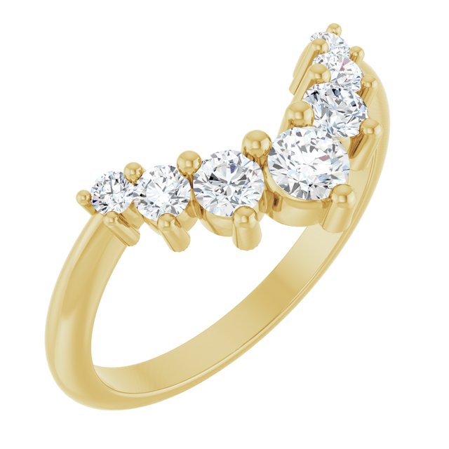 14K Yellow Or White Or Rose Gold Or Platinum Round Polished Natural Diamond Contour Band