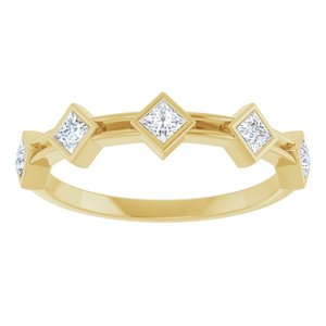 14K Yellow Gold Square 2.25 X 2.25 Mm 1/3 Ctw Lab-Grown Diamond Anniversary Band Size 7