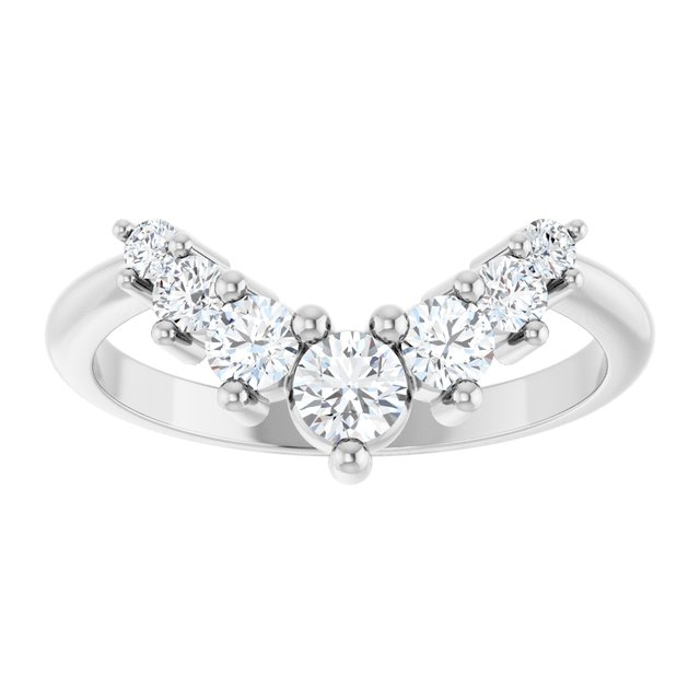 14K Yellow Or White Or Rose Gold Or Platinum Round Polished Natural Diamond Contour Band