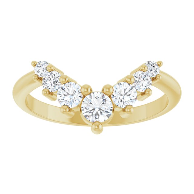 14K Yellow Or White Or Rose Gold Or Platinum Round Polished Natural Diamond Contour Band