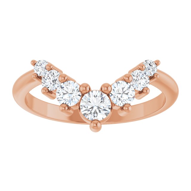 14K Yellow Or White Or Rose Gold Or Platinum Round Polished Natural Diamond Contour Band