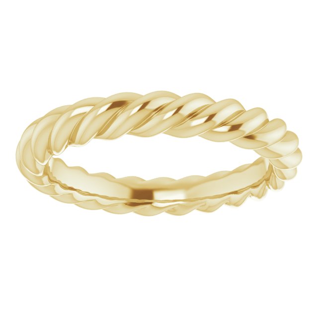 14K Yellow Or White Or Rose Gold Or Sterling Silver Or Platinum Polished Skinny Rope Standard-Fit Band,
