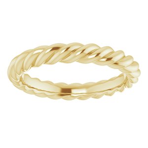 14K Yellow Or White Or Rose Gold Or Sterling Silver 3 mm Skinny Rope Band