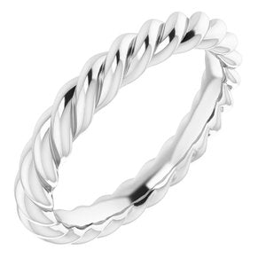 14K Yellow Or White Or Rose Gold Or Sterling Silver 3 mm Skinny Rope Band