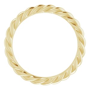 14K Yellow Or White Or Rose Gold Or Sterling Silver 3 mm Skinny Rope Band