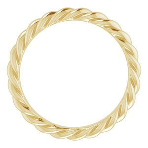 14K Yellow Or White Or Rose Gold Or Sterling Silver 3 mm Skinny Rope Band