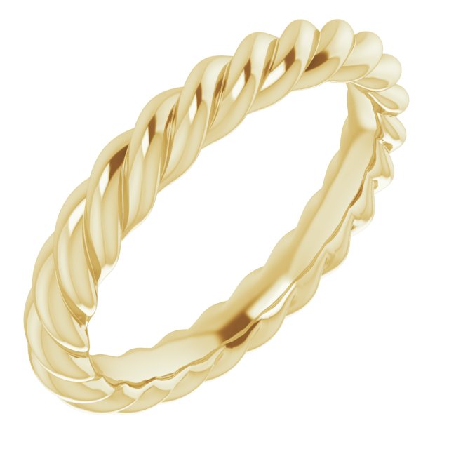 14K Yellow Or White Or Rose Gold Or Sterling Silver Or Platinum Polished Skinny Rope Standard-Fit Band,