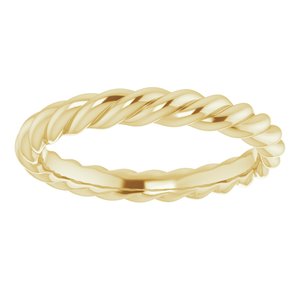 14K Yellow Or White Or Rose Gold Or Sterling Silver 3 mm Skinny Rope Band