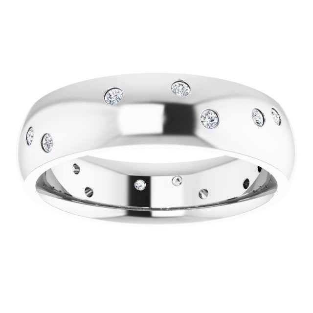 14K White Gold Round 1.5 Mm Si2-Si3, G-H Polished 1/5 Ctw Natural Diamond Scattered Band, Size 7.5