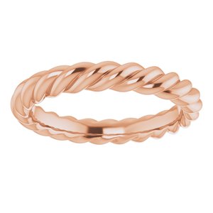 14K Yellow Or White Or Rose Gold Or Sterling Silver 3 mm Skinny Rope Band