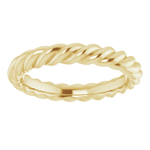 14K Yellow Or White Or Rose Gold Or Sterling Silver Or Platinum Polished Skinny Rope Standard-Fit Band,