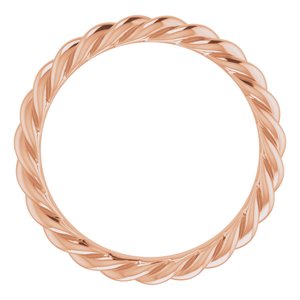 14K Yellow Or White Or Rose Gold Or Sterling Silver 3 mm Skinny Rope Band