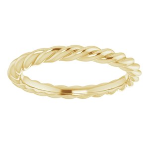 14K Yellow Or White Or Rose Gold Or Sterling Silver 3 mm Skinny Rope Band