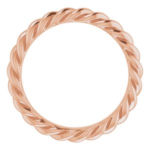14K Yellow Or White Or Rose Gold Or Sterling Silver 3 mm Skinny Rope Band