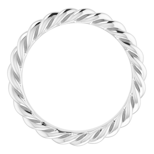 14K Yellow Or White Or Rose Gold Or Sterling Silver Or Platinum Polished Skinny Rope Standard-Fit Band,