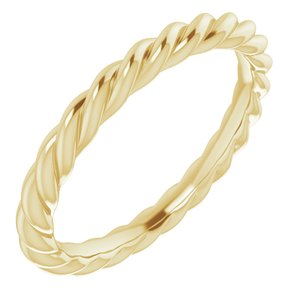 14K Yellow Or White Or Rose Gold Or Sterling Silver 3 mm Skinny Rope Band