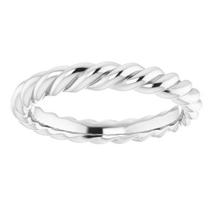 14K Yellow Or White Or Rose Gold Or Sterling Silver 3 mm Skinny Rope Band