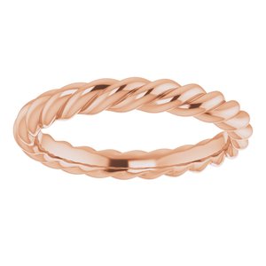 14K Yellow Or White Or Rose Gold Or Sterling Silver 3 mm Skinny Rope Band