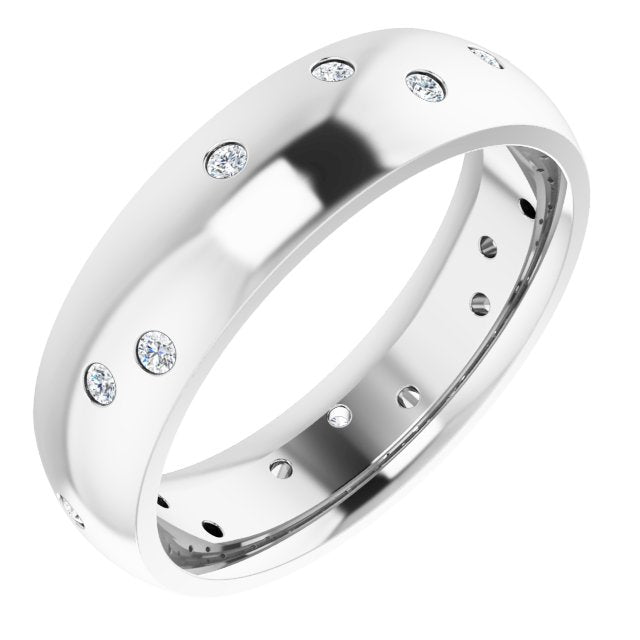 14K White Gold Round 1.5 Mm Si2-Si3, G-H Polished 1/5 Ctw Natural Diamond Scattered Band, Size 7.5