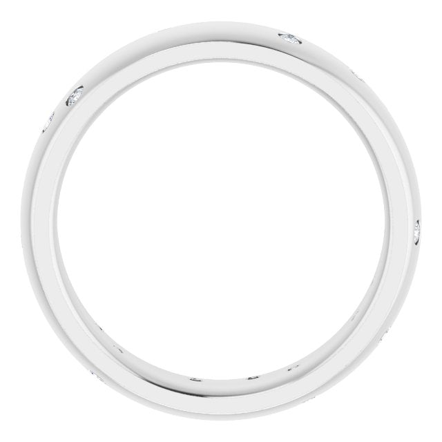 14K White Gold Round 1.5 Mm Si2-Si3, G-H Polished 1/5 Ctw Natural Diamond Scattered Band, Size 7.5