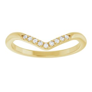14K Yellow Gold Set Natural Diamond Round 6.5 Mm Si2-Si3, G-H :: 0.07 Ctw Polished .07 Ctw Natural Diamond French-Set Matching Band Size 7