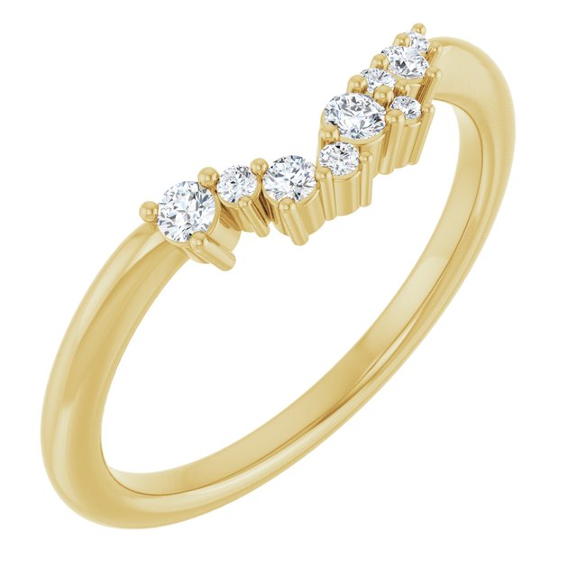 14K White Or Yellow Gold Round Si2-Si3, G-H Polished 1/8 Ctw Diamond Matching Band, Size 7