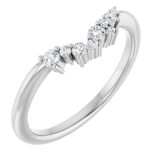 14K White Or Yellow Gold Round Si2-Si3, G-H Polished 1/8 Ctw Diamond Matching Band, Size 7
