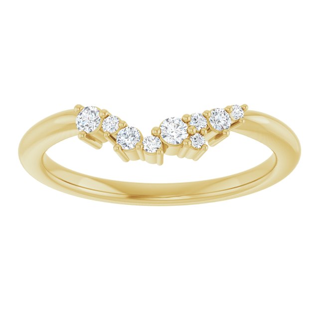 14K White Or Yellow Gold Round Si2-Si3, G-H Polished 1/8 Ctw Diamond Matching Band, Size 7