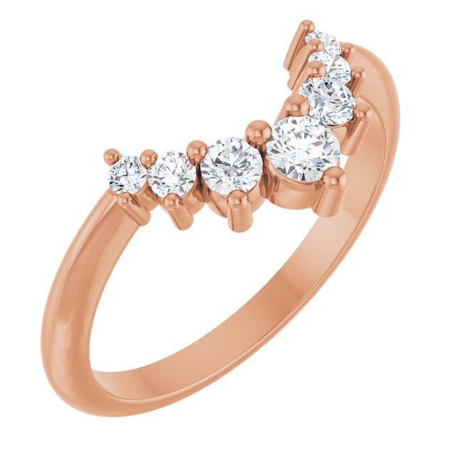 14K Yellow Or White Or Rose Gold Or Platinum Round Polished Natural Diamond Contour Band