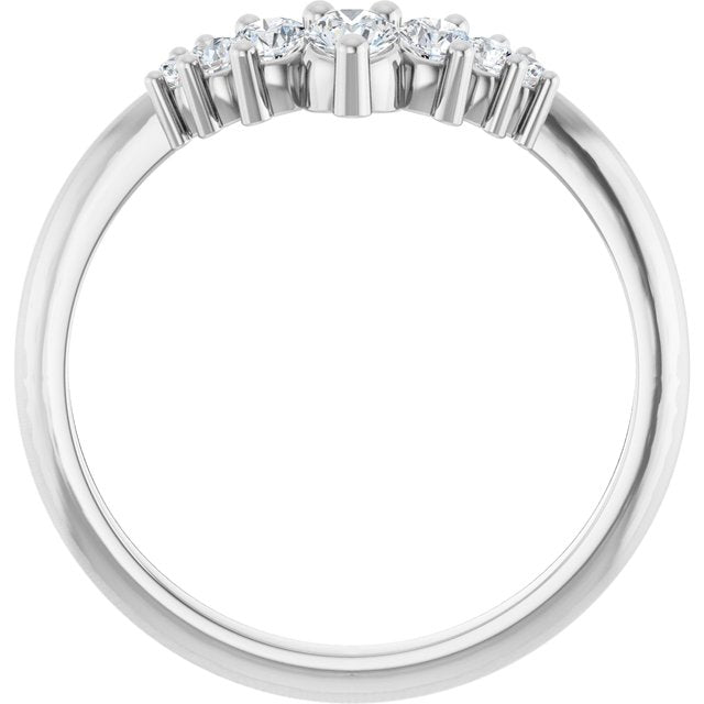 14K Yellow Or White Or Rose Gold Or Platinum Round Polished Natural Diamond Contour Band