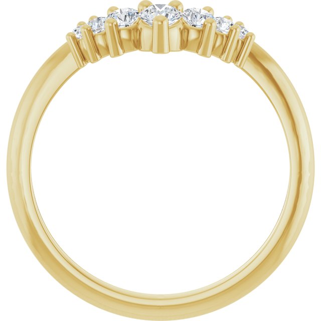 14K Yellow Or White Or Rose Gold Or Platinum Round Polished Natural Diamond Contour Band