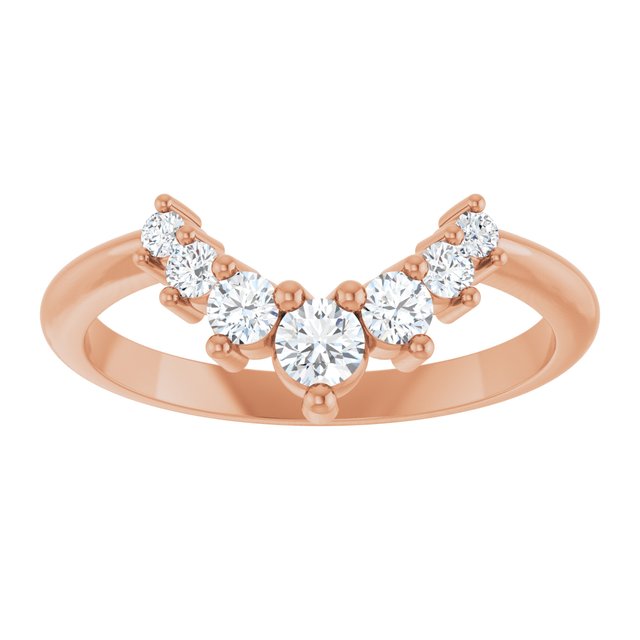 14K Yellow Or White Or Rose Gold Or Platinum Round Polished Natural Diamond Contour Band