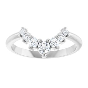 14K White Gold Round 3 Mm Polished 1/3 Ctw Lab-Grown Diamond Contour Band Size 7