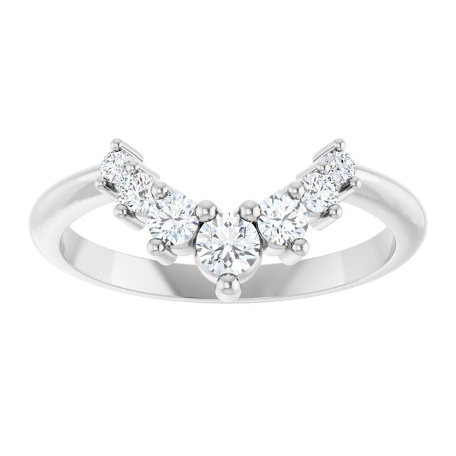 14K Yellow Or White Or Rose Gold Or Platinum Round Polished Natural Diamond Contour Band