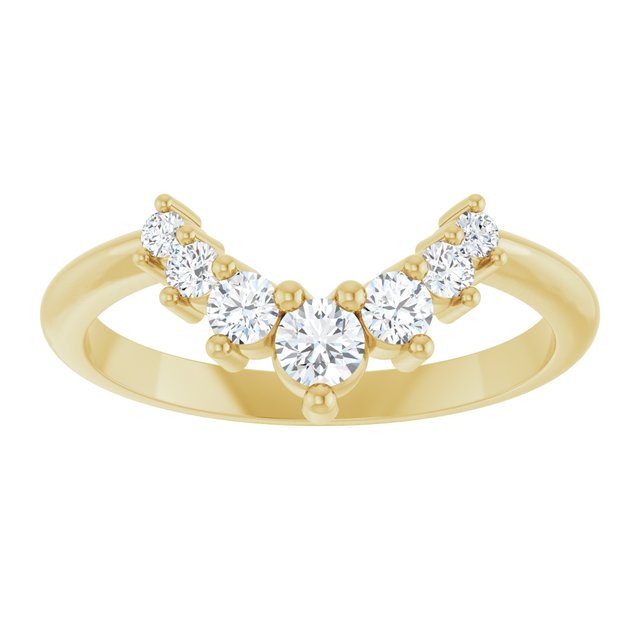 14K Yellow Or White Or Rose Gold Or Platinum Round Polished Natural Diamond Contour Band