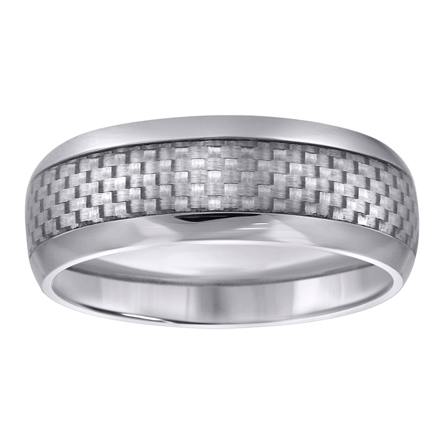 Stainless Steel Mens Carbon Fiber Inlay Polished Sizes 7 - 14 Comfort-Fit Fashion Bridal Anniversary Wedding Engagement Band Ring