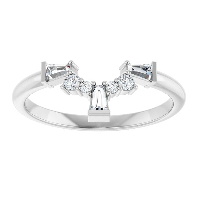 14K White Gold Tapered Baguette 3 X 2 X 1 Mm Polished 1/5 Ctw Natural Diamond Contour Band, Size 7