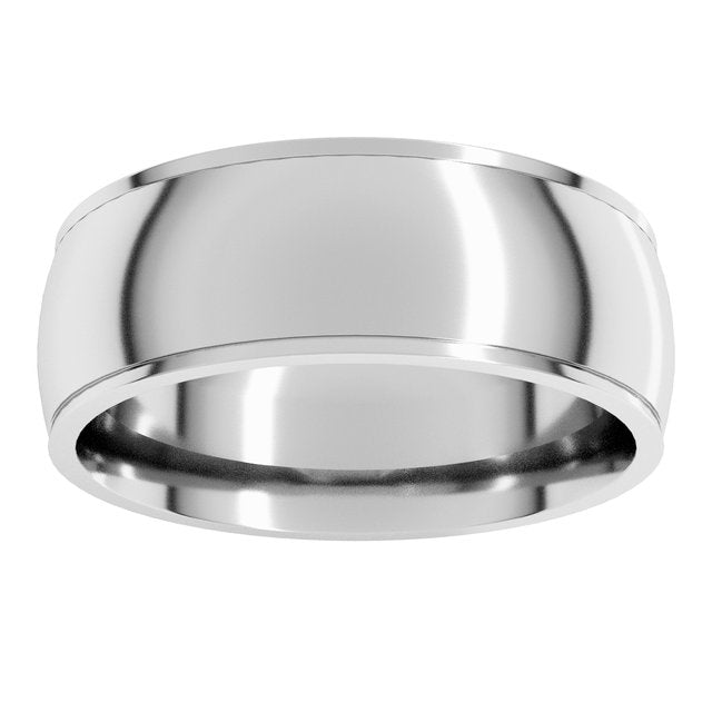 14K Yellow Or White Or Rose Gold Or Sterling Silver Or Platinum Or Palladium Standard Stepped-Edge Comfort-Fit Half Round Band