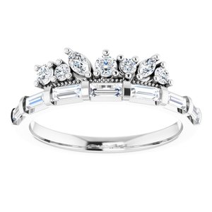 14K White Gold Straight Baguette 3.5 X 1.75 Mm Polished 5/8 Ctw Natural Diamond Anniversary Band Size 7