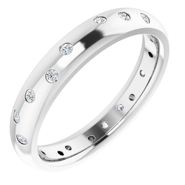 14K White Gold Round 1.5 Mm Si2-Si3, G-H Polished 1/5 Ctw Natural Diamond Scattered Band, Size 7.5