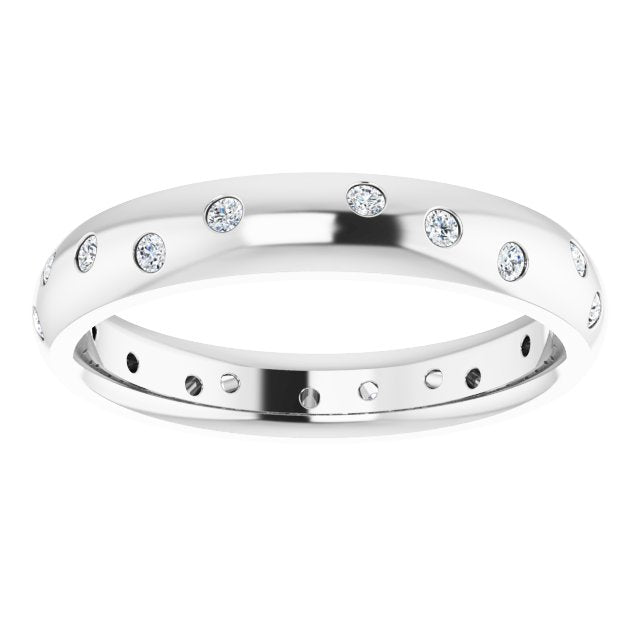 14K White Gold Round 1.5 Mm Si2-Si3, G-H Polished 1/5 Ctw Natural Diamond Scattered Band, Size 7.5