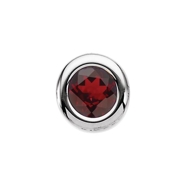 14K White Gold Round 4 Mm Polished Imitation Garnet Birthstone Pendant