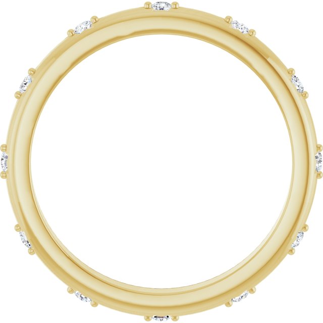 14K Yellow Gold Round 1.5 Mm Si2-Si3, G-H Polished 1/6 Ctw Natural Diamond Eternity Band, Size 7