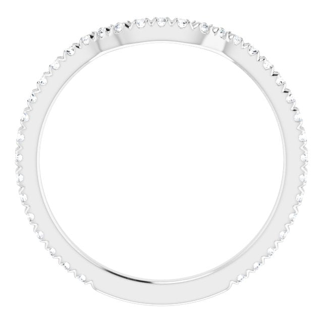 14K White Gold Emerald Si2-Si3, G-H Polished 1/3 Ctw Natural Diamond French-Set Matching Band, Size 7