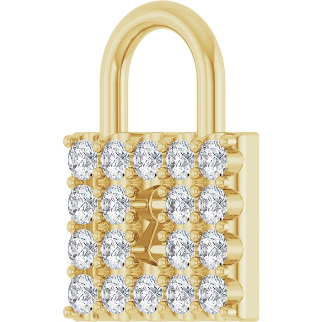 14K Yellow Gold Round 1.8Mm I1, G-H Polished 1/2 Ctw Natural Diamond Lock Pendant