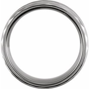 Tungsten 8 mm Beveled-Edge Geometric Faceted Comfort-Fit Band