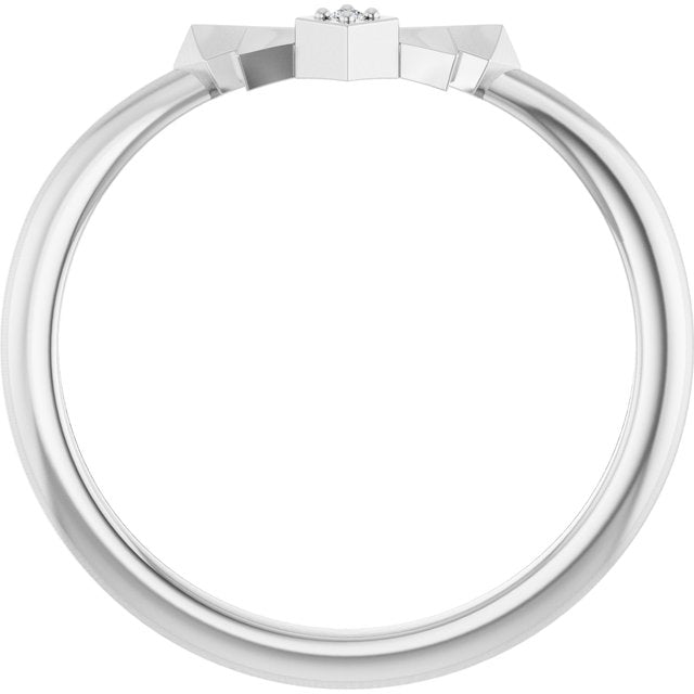 14K White Gold Round 1.2 Mm Polished Natural Diamond Accented Contour Band, Size 7
