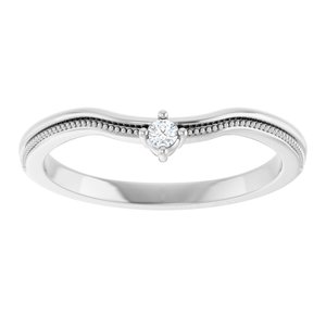 14K White Gold Round 2 Mm Polished .03 Ctw Natural Diamond Contour Band Size 7