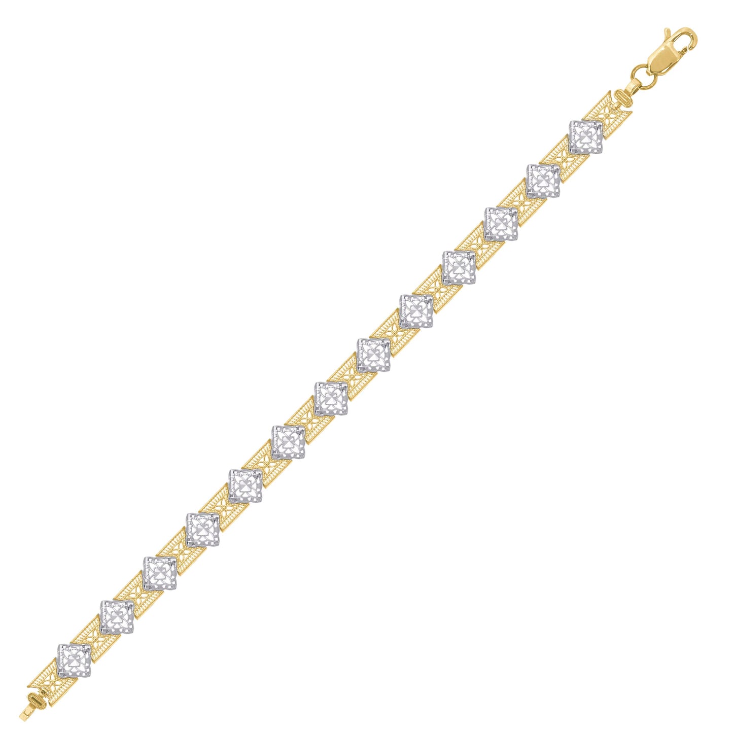 10K Two-Tone Gold Womens Link Bracelet